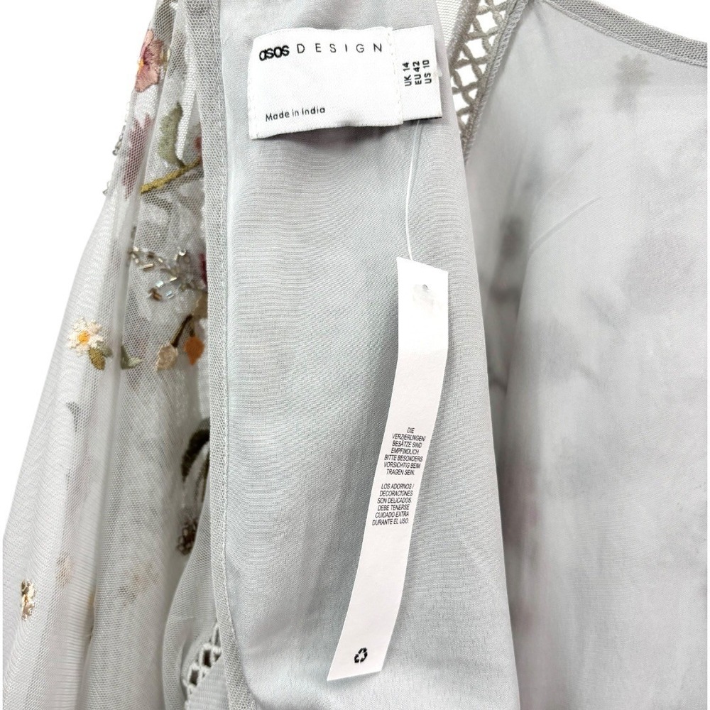 ASOS Design Bridesmaid Floral Embroidered Maxi Dress with‎ Embellishment Size 10 - Picture 12 of 12